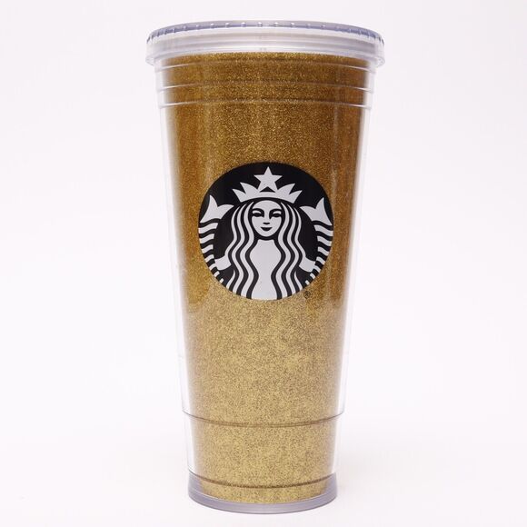 Starbucks Coffee 2018 Gold Glitter 20oz Insulated Tumbler & Lid No Straw - Picture 2 of 9